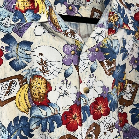 Vintage Weekender Traveler causal button down XL tropical travel vacation print - Picture 4 of 10